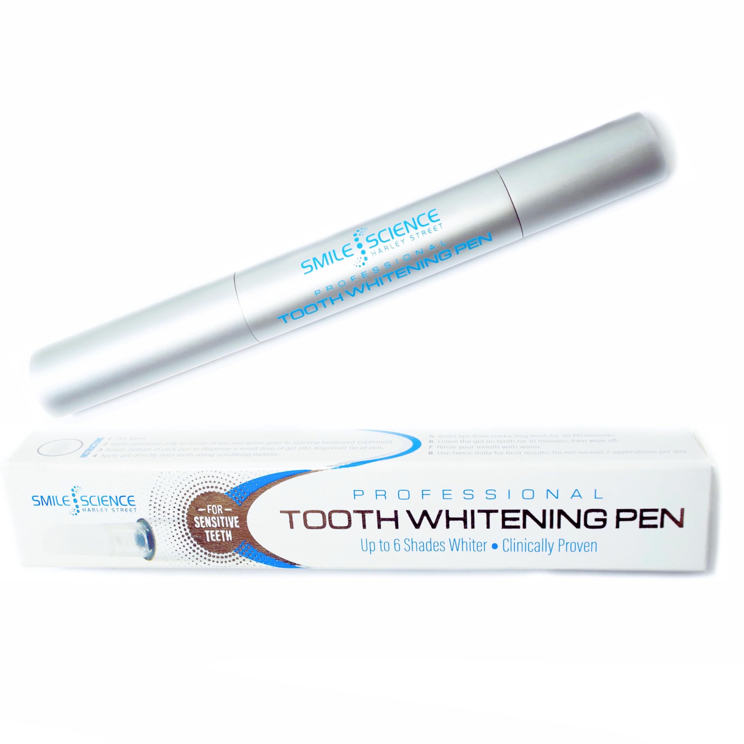 Smile Science Harley Street Teeth Whitening Pen 1-Pack - Peroxide-Free Gel for Sensitive Teeth, Fast Tooth Whitener, Vegan Formula, Mint Flavour (2.5ml)
