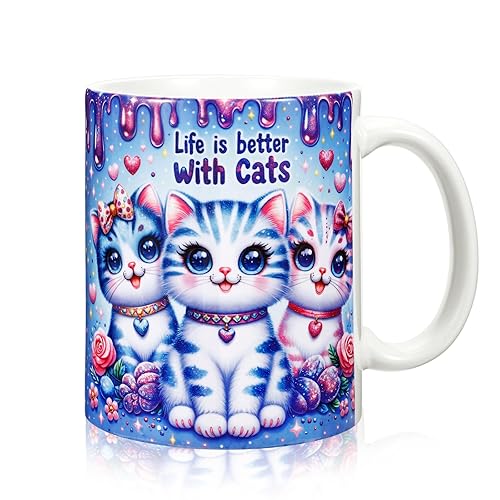 TangDouJM Gifts for Women, Cat Cups, Cute Ceramic Coffee Lovers, Birthday Gifts, Christmas, Valentine's Day, Mother's Day