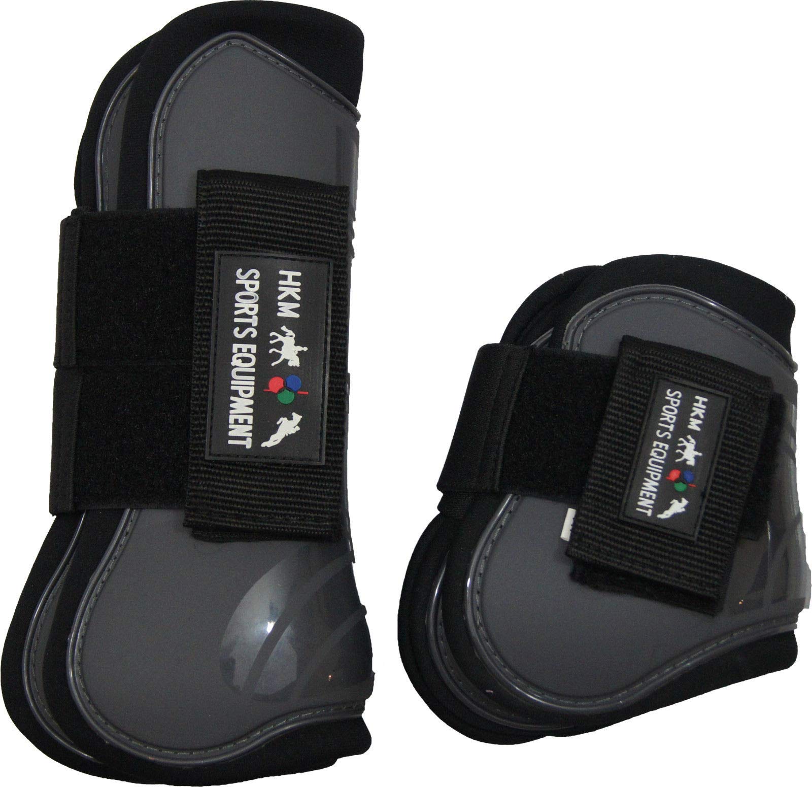 HKM Protection And Fetlock Boots Set Of 4 Grey/Black Cob/Full