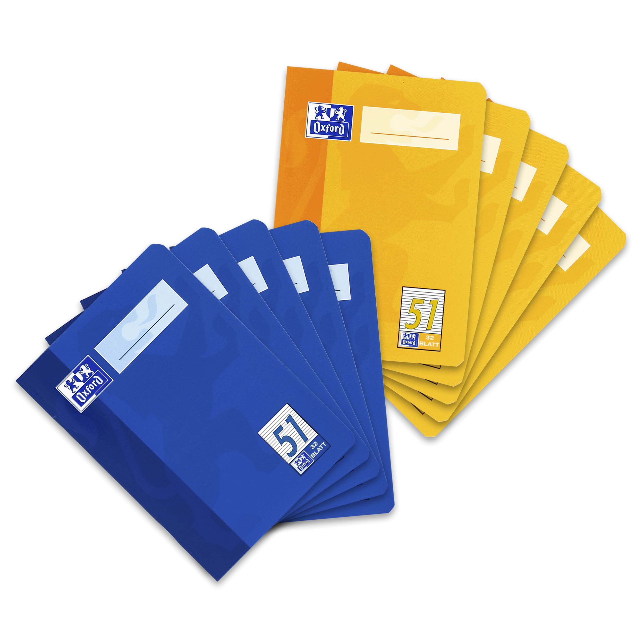 Oxford School Exercise Book 90 g/m² Optic Paper Lineage 51 - Lined A6, 32 Blatt Pack of 10