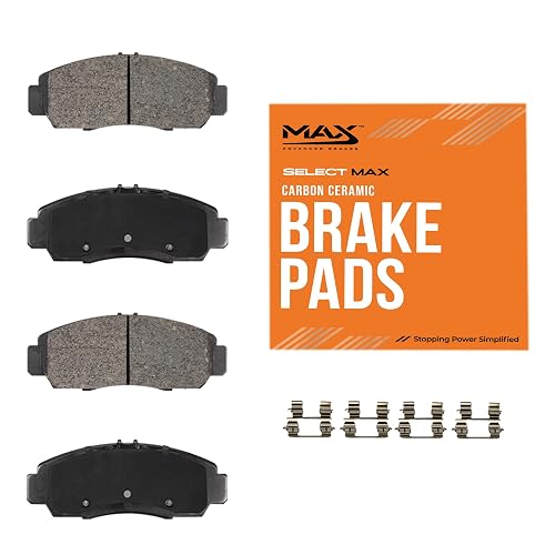 Max Advanced Brakes Front Brake Pads for Chrysler Town & Country | Fits 2008-2016 Chrysler Town & Country, SelectMAX Carbon Ceramic Brake Pads, Hardware Included, Everyday Driving, Low Dust