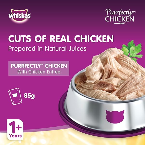 WHISKAS PURRFECTLY CHICKEN WET CAT FOOD CHICKEN ENTREE FLAVOR 3 OUNCES (24 COUNT)
