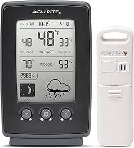 AcuRite Digital Weather Forecaster with Indoor/Outdoor Temperature, Humidity, and Moon Phase (00829)