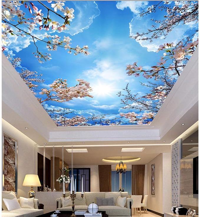 3D Techo Transparente Techo Dosel Cielo Azul Cielo Nube Blanca Techo
