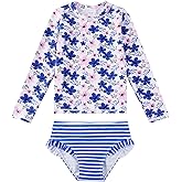 upandfast Girls Rash Guard Set Long Sleeve Two Piece Swimsuit with UPF 50+ Sun Protection for Girls 3-8 Years