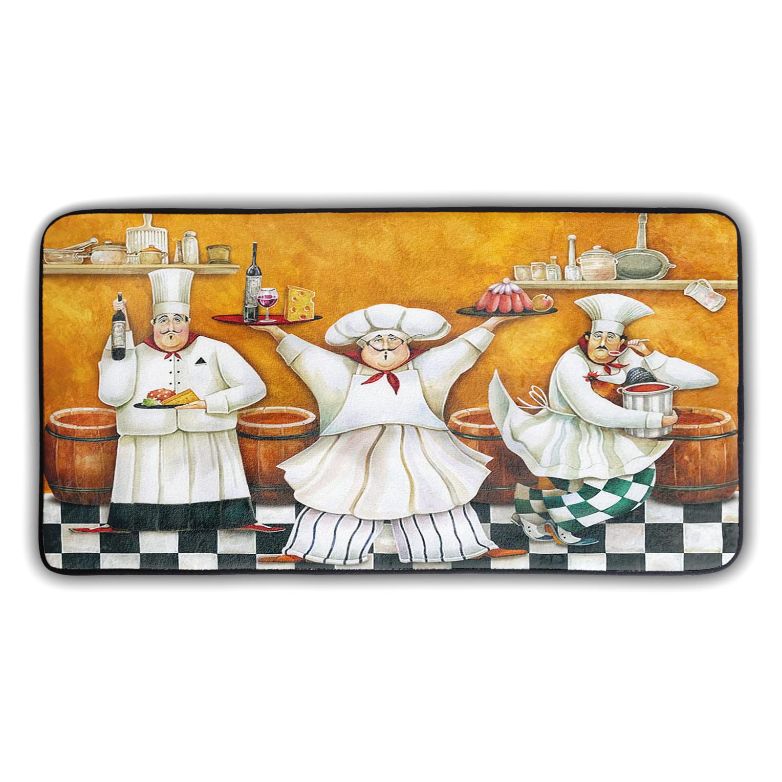 Photo 1 of Fat Chef Kitchen Rugs and Mats Non-Skid Washable Cushioned Anti-Fatigue for Sink and Bathroom Carpet Doormat 39" X 20" Chef Kitchen Decor and Accessories