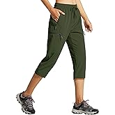 Libin Women's Capri Pants Lightweight Quick Dry Cargo Hiking Capris Travel Casual Cropped Pants Zipper Pockets