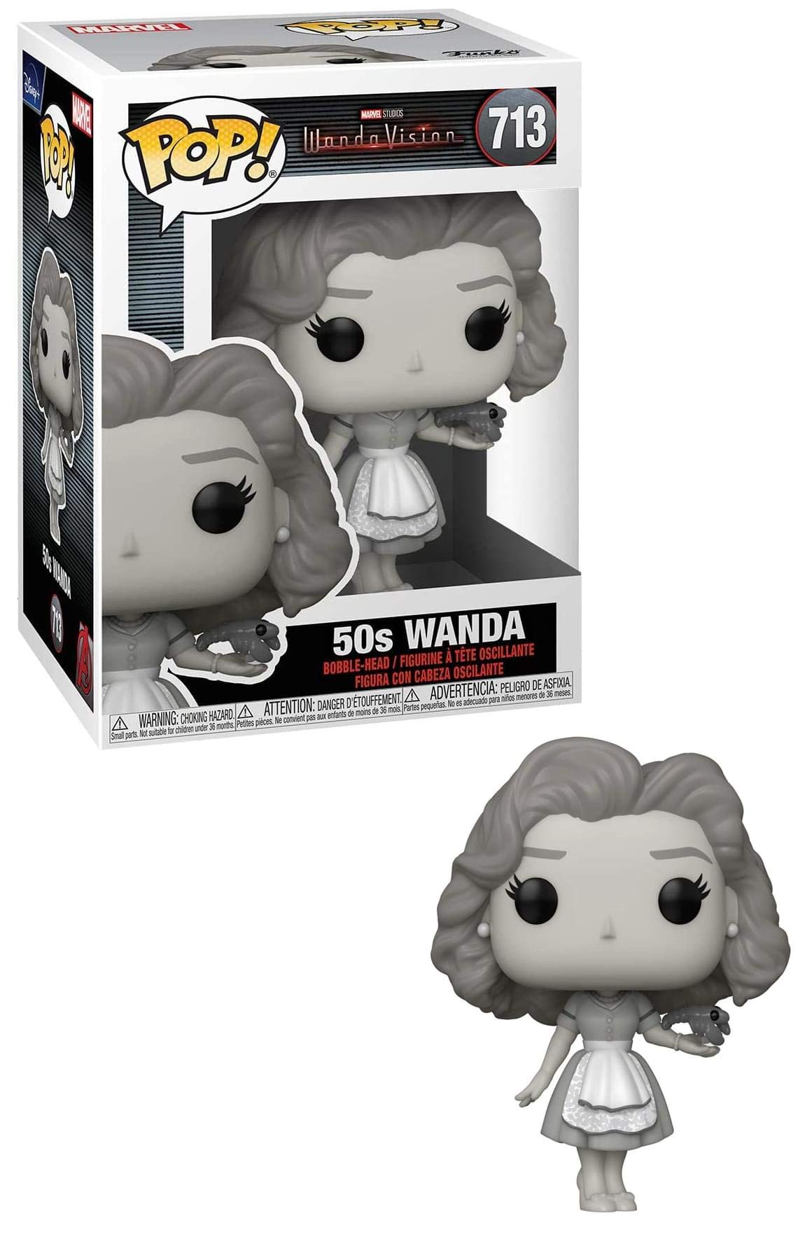 Funko POP! Marvel: WandaVision - Wanda Maximoff 50s - Black & White - Collectable Vinyl Figure - Gift Idea - Official Merchandise - Toys for Kids & Adults - TV Fans - Model Figure for Collectors