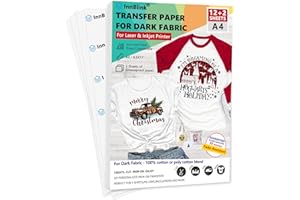 INNBLINK Iron on Heat Transfer Paper for Light Fabric - 12 Sheets, 8.5"x11" Transfer Paper for T Shirt, Printable Heat Press Transfer Paper for Inkjet and Laserjet Printer, Heat Transfer Vinyl for T-Shirt