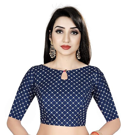 Women's Kalamkari Print Round Neck Saree Blouse