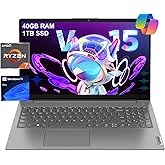 Lenovo Laptop V15 for Business, Home, Student (15.6" FHD, AMD Ryzen 7 7730U (Beat Intel i7-1355U), 40GB RAM, 1TB SSD), Numeric Keypad, Webcam w/Shutter, RJ-45, Win 11 Pro w/AI Copilot, Grey