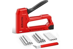 EZUVITA Light Duty Staple Gun for Wood, Red Upholstery Staple Gun Kit with 2000pcs JT21 Staples 1/4, 5/16, 3/8 inch and Stapl