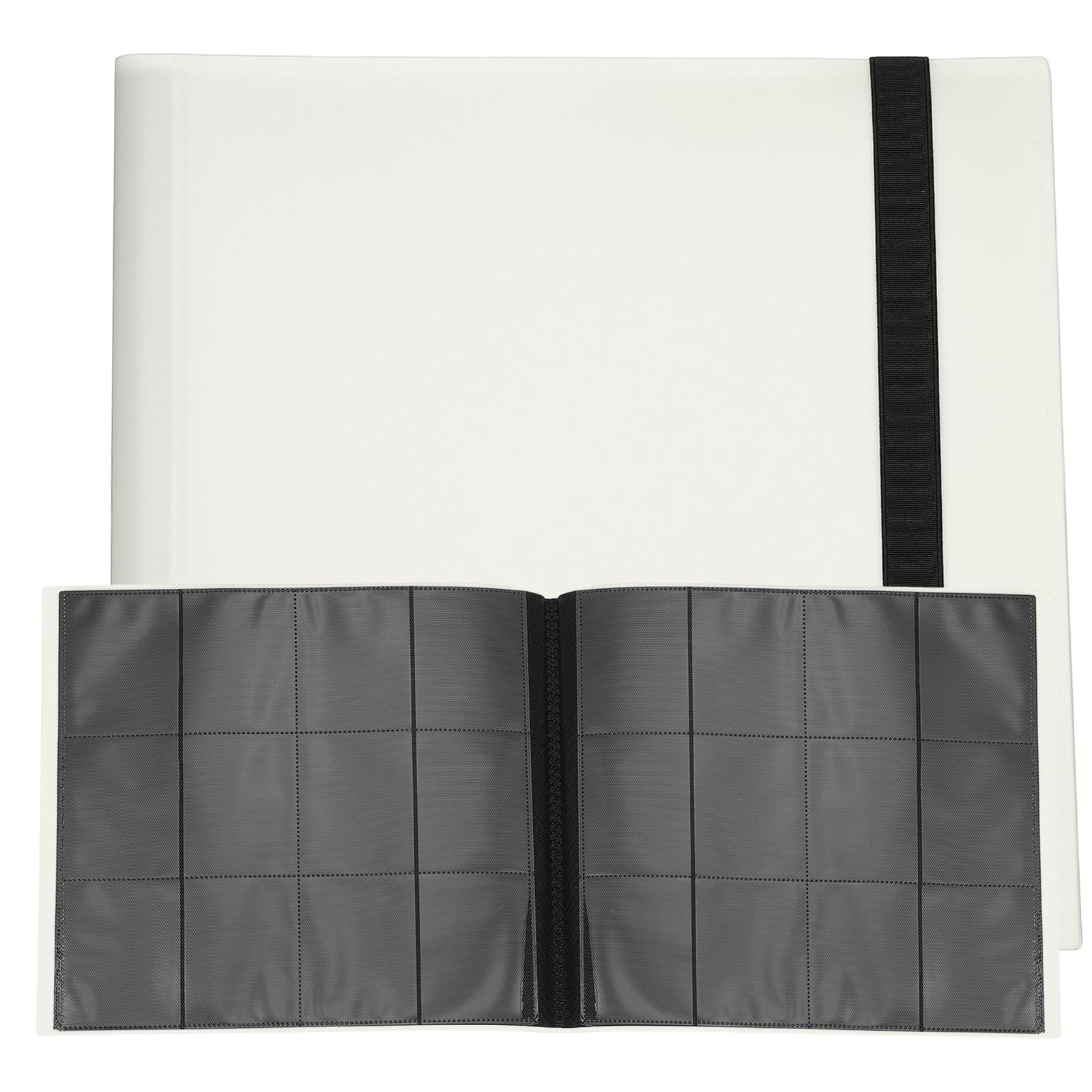 sourcing map 12 Pocket Trading Card Binder, PU Cover Card Collection Binder 480 Side Loading Card Binder Card Album Folder for TCG, Game Cards, Sports Cards(White)