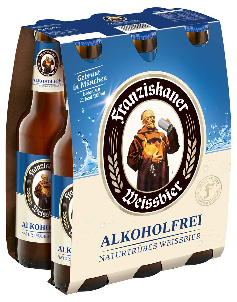 Franziskaner Alkohofrei Naturtrübes Weissbier MEHRWEG (6 x 0 - Alkoholfreies Weizenbier