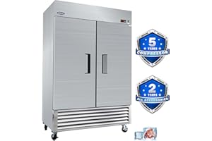 ORIKOOL 54"W Commercial Reach-in Upright Freezer - Low Noise & Energy Saving, Stainless Steel Freezer, 6 Adjustable Shelves, LED Lighting, 49 Cu.ft, Automatic defrost, Digital Temperature Control