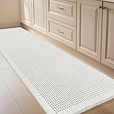 Extra Large Waffle Bath Mat White 6'x2'(72" x 24"), Boho Woven Modern Bath Mat Rugs, Absorbent Non Slip Bathroom Rugs, Soft Washable Bath Rugs with Tassels for Bathroom, Bedroom, Kitchen, Shower, Tub