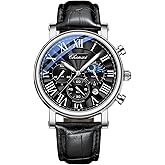 Tiong Men's Business Chronograph Watch - Stainless Steel Band, Moon Phase & Six-Hand - Waterproof, Luminous Date Display Quartz Wristwatch