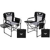 SUNNYFEEL Oversized Camping Directors Chair 2 Pack, Portable Folding Lawn Chairs for Adults Heavy Duty with Side Table,Pocket for Beach, Fishing,Picnic,Concert Outdoor, Foldable Camp Chairs