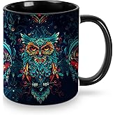 opshksog Owl Coffee Mug Ceramic Tea Cup With Handle Funny Porcelain Mugs for Women Dishwasher Microwave Safe 11oz