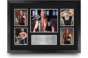HWC Trading Stone Cold Steve Austin Wrestling 16 x 12 inch (A3) Printed Gifts Signed Autograph Picture for WWE & WWF Memorabi