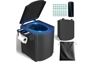 BALLA BALEIN Portable Camping Toilet Kit for Adults (MAX 440lbs), Upgrade Travel Potty Seat with Lid Removable Paper Holder and Absorbent Gel, for Camping, Hiking, Truck, RV Toilet, Beach