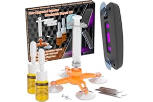 BRENNENSTUHL Cecotec Windshield Repair Kit, Windshield Crack Repair for Chips and Cracks, Glass Repair Fluid with Pressure Syringes, Car Windshield Chip Repair Kit Quick Fix for Chips, Cracks, Star-Shaped Crack