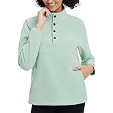 baleaf Women's 1/4 Buttom Down Fleece Pullover Thermal Long Sleeve Shirts Ski Mid Layer with Pockets Thumbhole Warm Tops