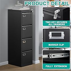SISESOL 4 Drawer Vertical File Cabinet with