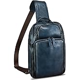 Genuine Leather Sling Bag for Men and Women Vintage Leather Sling Backpack Crossbody Bag Chest purse for 11 Inch Ipad Pro