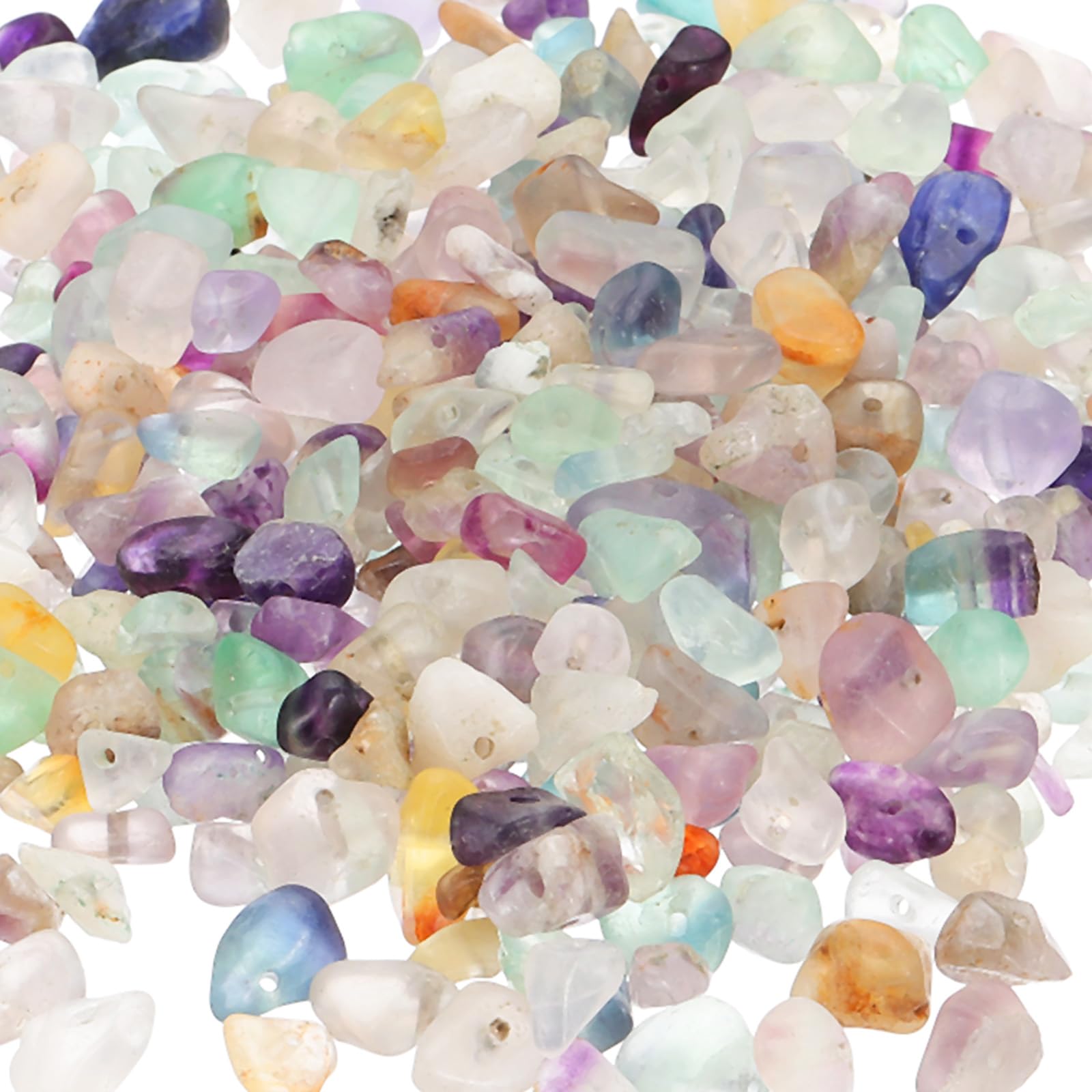 PATIKIL Chip Stone Natural Rock Beads Loose Gemstone Beads Drilled Strand for Jewelry Craft Making, 400pcs, Clear/Purple — image 1