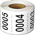 0001-0500 Consecutive Number Labels (1 x 1.5 inch, White - 500 Labels) 0001 to 0500 Number Sequence Stickers for Inventory, Shipping, Distribution OR Manufacturing