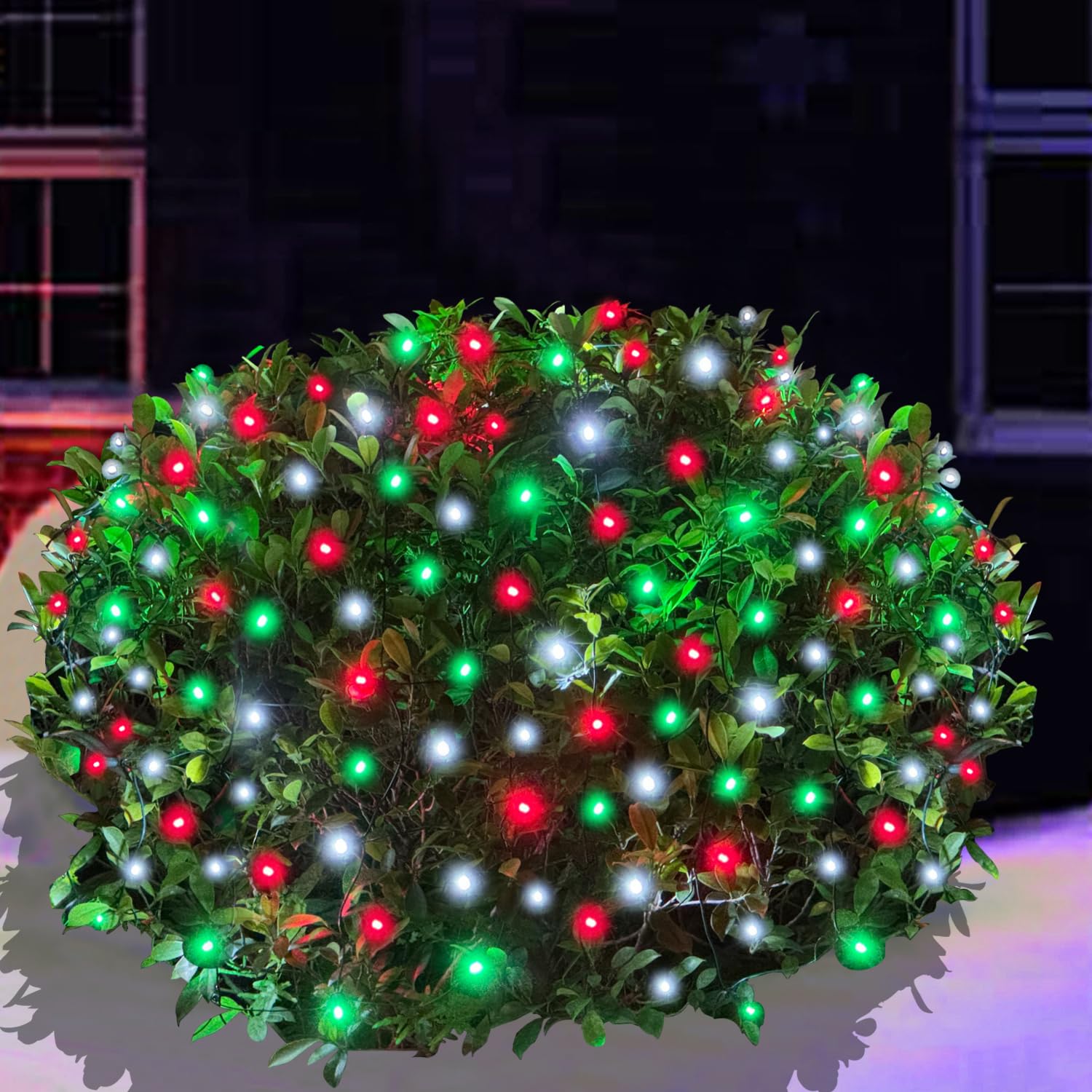 Christmas Net Lights Outdoor for Bushes,100LED 5X5ft Connectable Bush Yard Mesh Shrub Net Light Decorations for Party, Holiday, Wedding, Tree,Home Decor(Red White Green) Image Christmas Net Lights Outdoor for Bushes,100LED 5X5ft Connectable Bush Yard Mesh Shrub Net Light Decorations for Party, Holiday, Wedding, Tree,Home Decor(Red White Green) Image