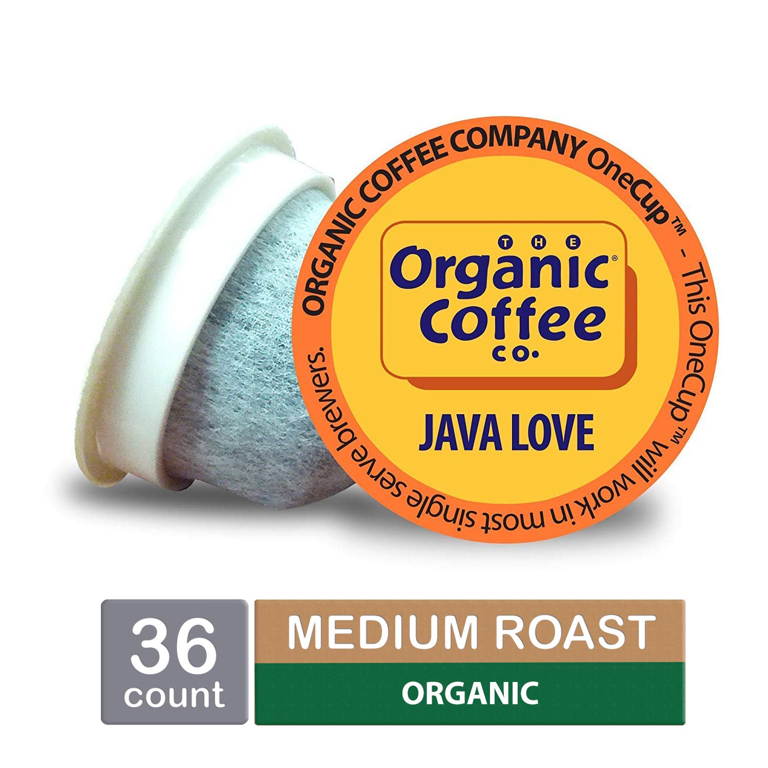 The Organic Coffee Co. OneCup, Java Love, Single Serve Coffee K-Cup Pods (36 Count), Keurig Compatible