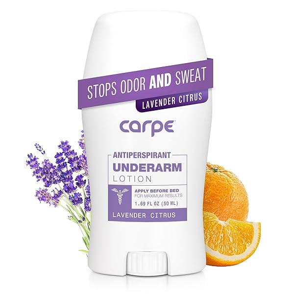 CARPE UNDERARM ANTIPERSPIRANT AND DEODORANT, CLINICAL STRENGTH WITH LAVENDER CITRUS SCENT, COMBAT EXCESSIVE SWEATING STAY FRESH AND DRY, GREAT FOR HYPERHIDROSIS.