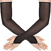 Larrel Long Fingerless Gloves, Black Sheer Gloves Mesh Tulle Glove Opera Glove Elbow Length sleeves Burlesque Outfits for Women Formal Tea Party Dress Dance Wedding Bridal Halloween (21inch)
