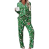 Ekouaer Womens Pajama Sets 2 Piece Long Sleeve Sleepwear Soft Button Down Pjs Lounge Set S-XXL