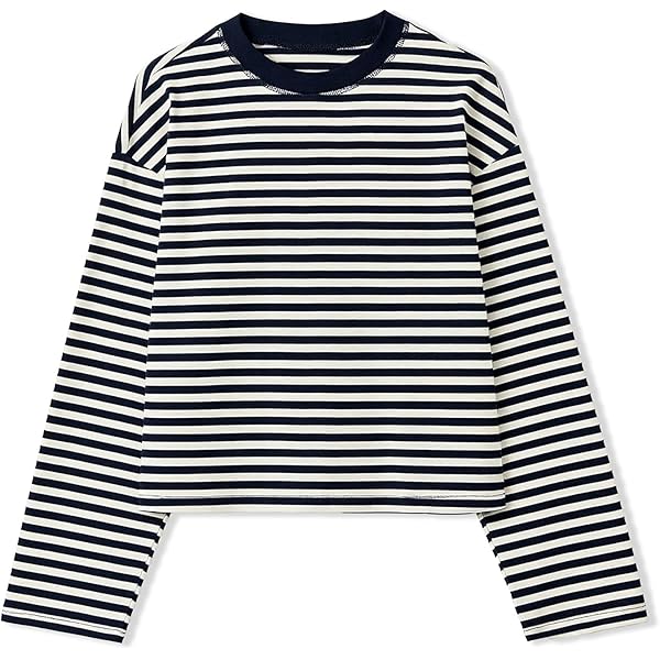 Amazon.com: Y2k Womens Striped Tee Shirt Long Sleeve Crop Top Drop