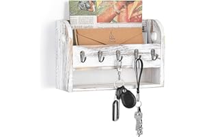 LIANTRAL Mail Sorter Wall Mount Mail & Key Holder Organizer with Storage Shelf and Key Hooks