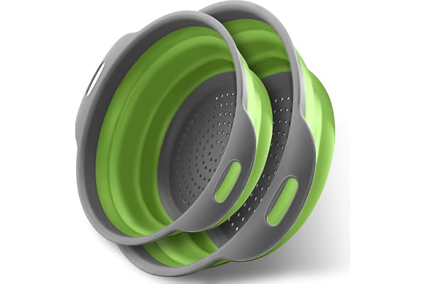 Anaeat Collapsible Colanders and Strainers, Set of 2 Flexible Space-Saver Folding Strainer, Sizes of 8" - 2 Quart, and 9.5" -