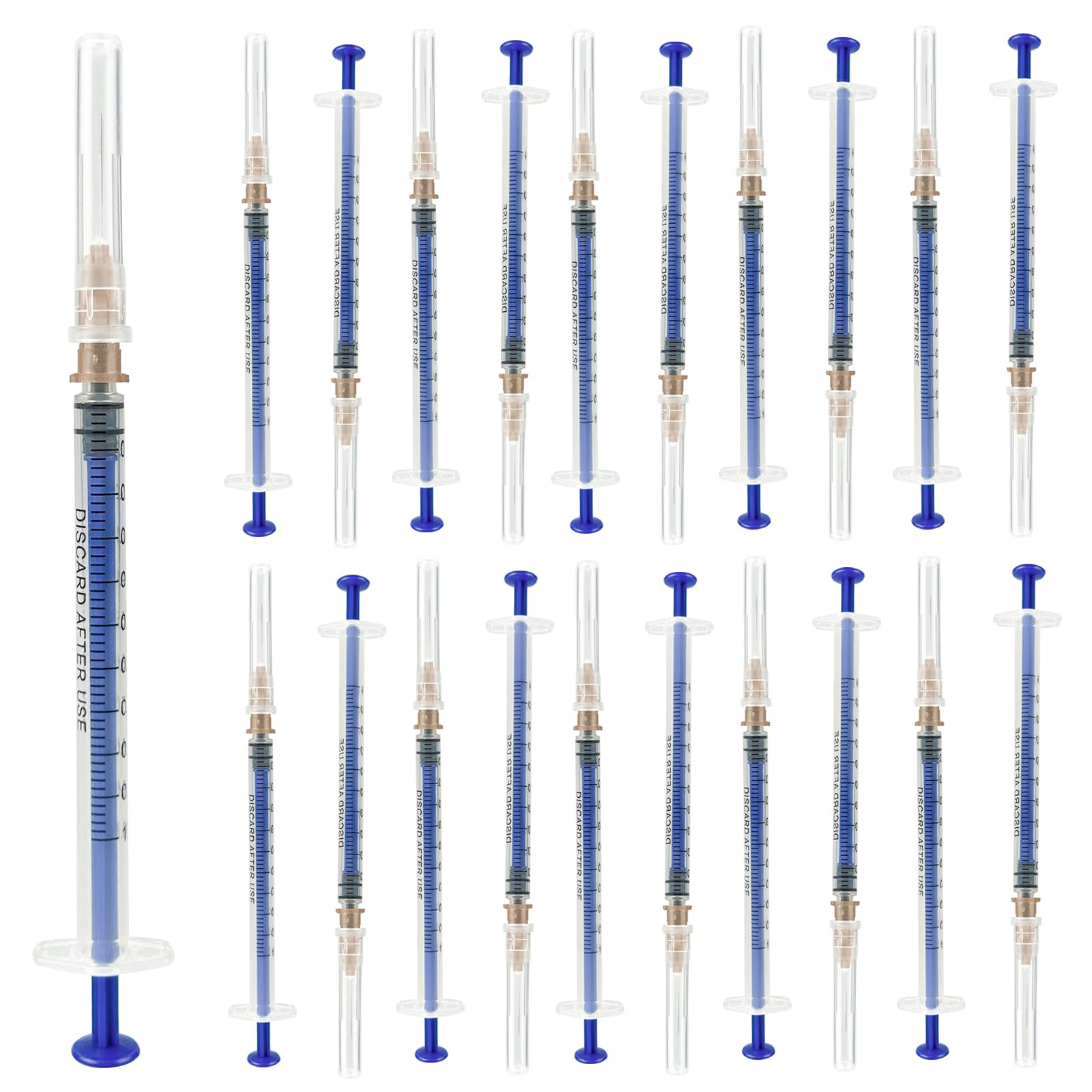 Photo 1 of 100 Pack 1ml Syringe with 26Ga Needle,Disposable Individually Packaging Plastic Syringe for Scientific Labs, Industrial, Animal and Pet Supplies