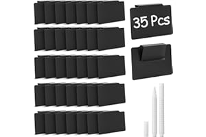 Ferdo Stylo Basket Labels Clip On Set, 35 Pcs Clip On Chalkboard Labels with 2 Chalk Markers, Removable Bin Labels Clips On f