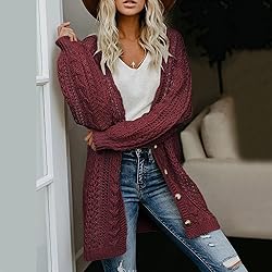 ADJHDFH Orange Sweater Loose Fit Cardigan Tops For
