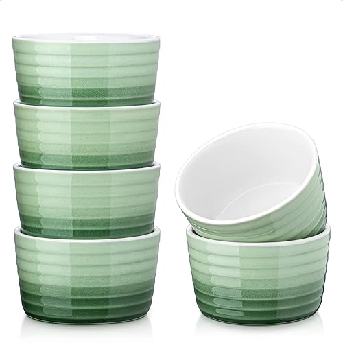 MALACASA Ramekins 10 oz Set of 6, Porcelain Creme Brulee Ramekins