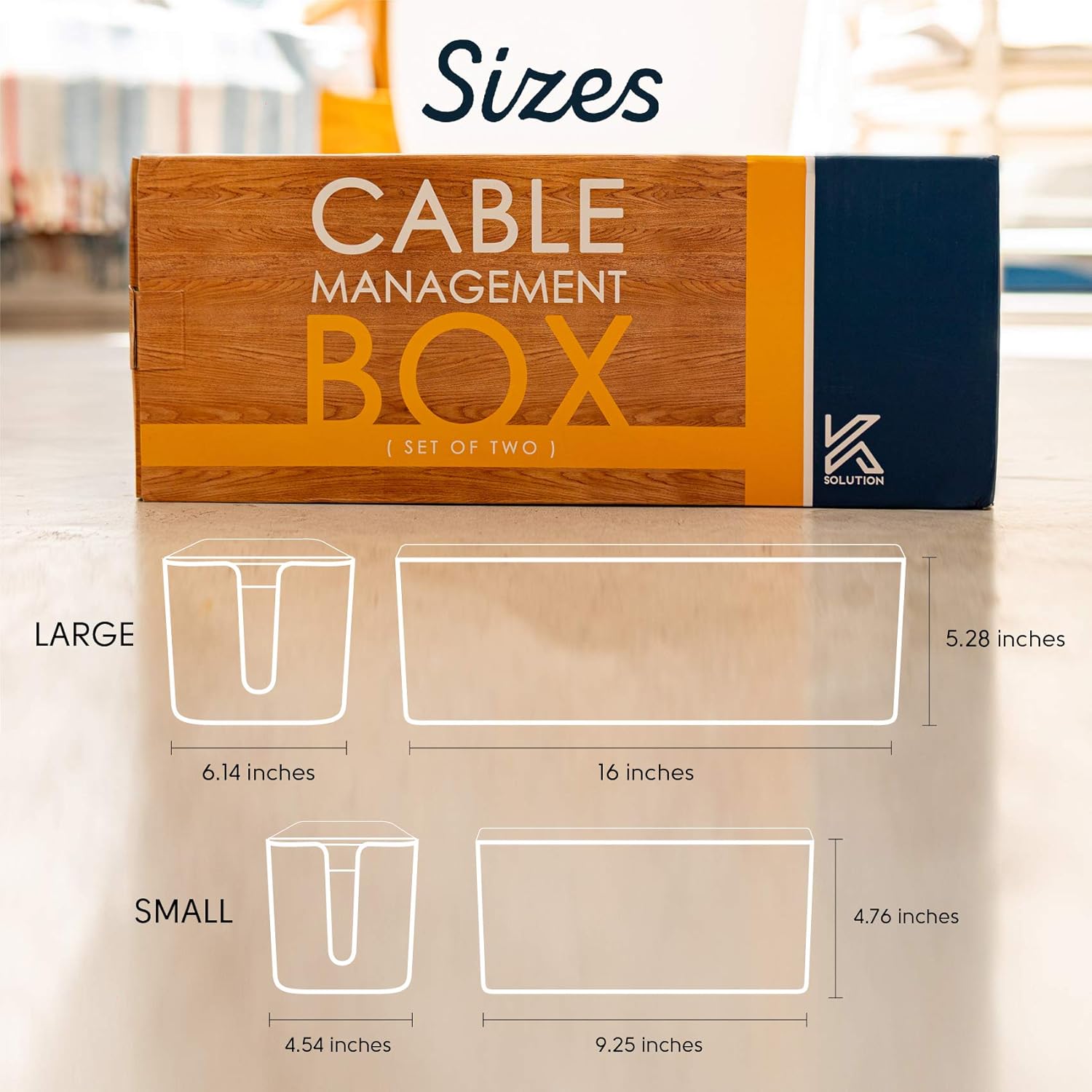2 Pack Large Cable Management Box – Wooden Style Cord Organizer Box and Cover for TV Wires, Computer, Router, USB Hub and Under Desk Power Strip – Safe ABS Material and Baby-Pets Proof Lock: Home Audio & Theater