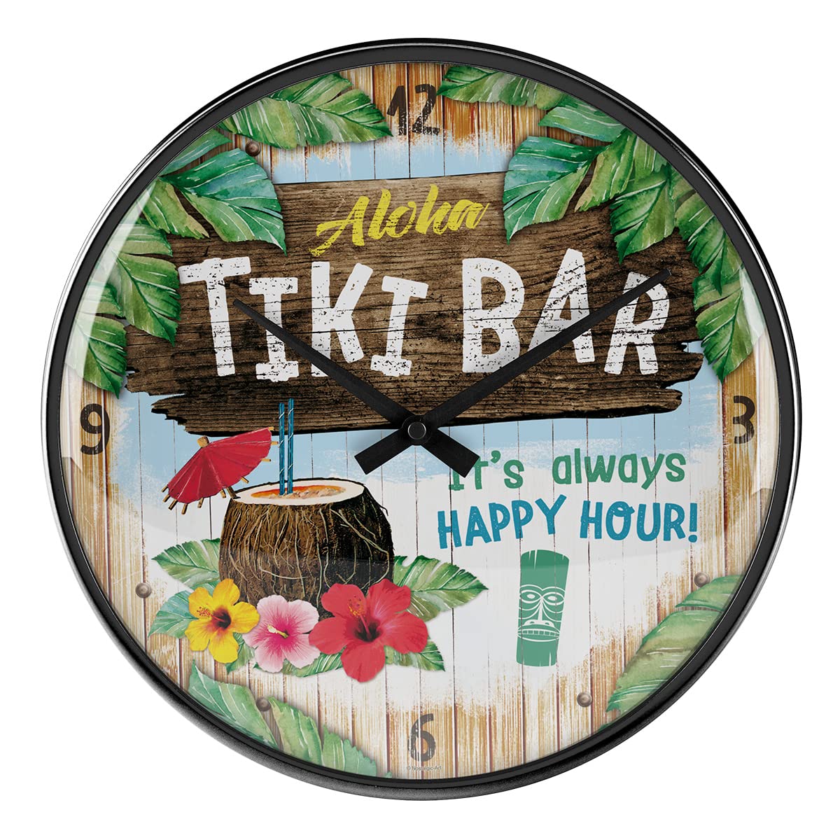 Nostalgic-Art Tiki Bar Wall Clock Colorful 31cm Retro Wall Clock Vintage Design 31cm