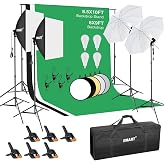 EMART Photography Lighting Kit with 8.5x10Ft Backdrop Stand,6x9FT Backdrops | Softbox Lighting Kit with 5500K 50W LED, Reflector, Umbrellas&amp;Soft Box, Photo Studio Equipment for Portrait Video Shoot Vlog