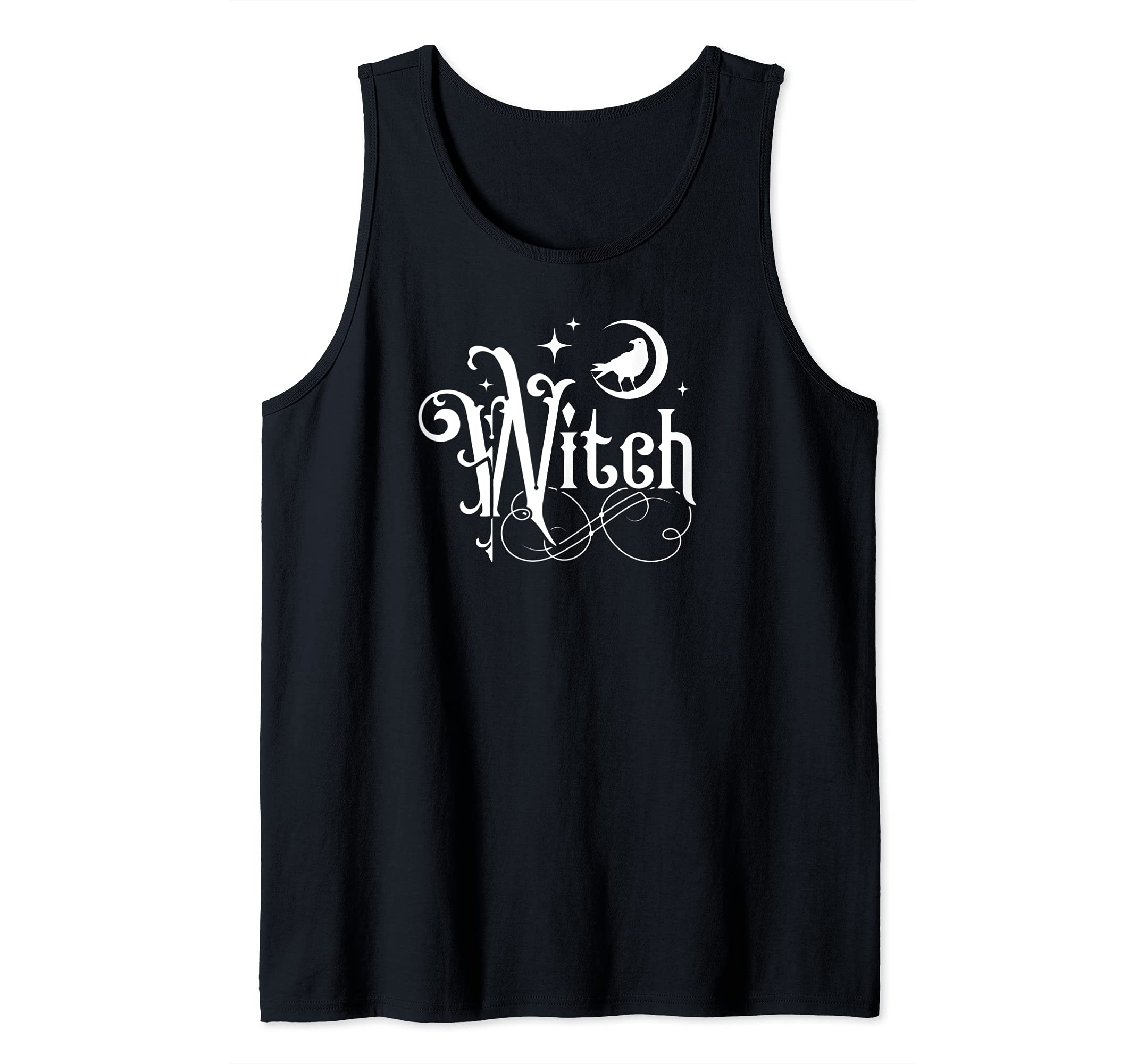 Witch With Moon And Raven Graphic Tank Top