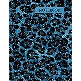 Notebook: Blue Leopard Print Composition Notebook - College Ruled 110 Pages - Large 8.5 x 11 Best Quality
