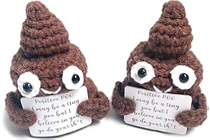 SHUAISHIDAI Positive Poo Knitted with Positive Card, Mini Funny Creative Cute Knitting Patterns 3 inch Crochet Poo Doll Toys Set 2 Cheer Up Gifts for Friends Party Decoration Encouragement
