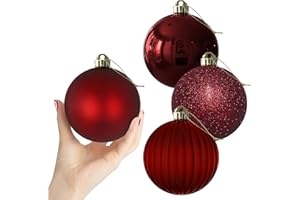 GAMEXCEL Maroon Large Christmas Balls-Christmas Tree Decoration Ornaments Shatterproof Hanging Balls for Hanukkah New Year Valentine Holiday Decorations Burgundy Wine Red Dark Red Ornaments,XL(4.0'')4PCS